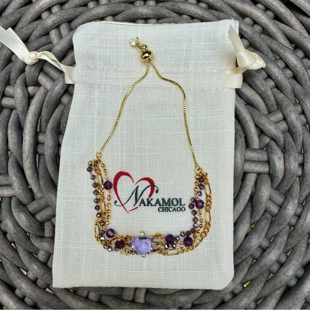 Nakamol Vanessa Layered Beaded Bracelet Purple